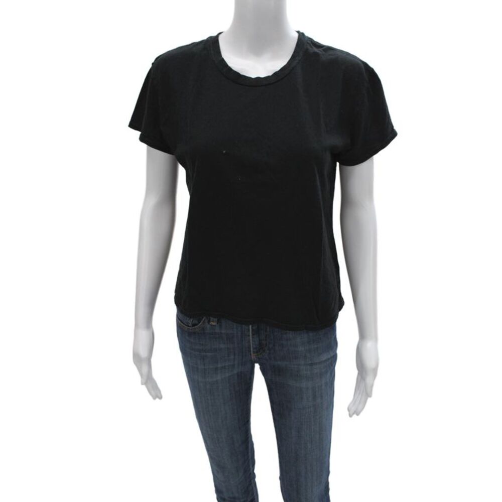 Perfect White Tee Womens Basic Black T-Shirt Short Sleeve Crew Neck Size XS